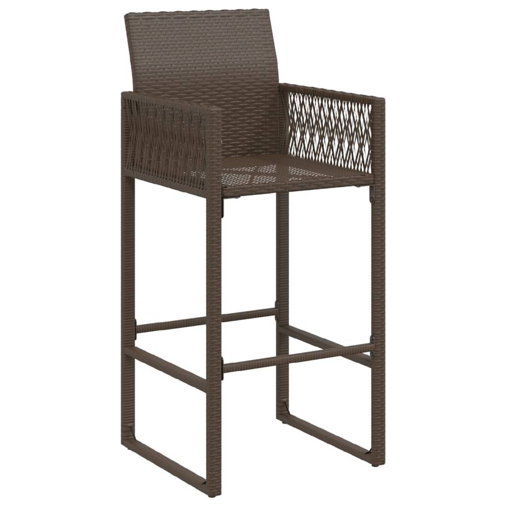 vidaXL Garten-Barhocker 2 Stk. Braun Poly Rattan