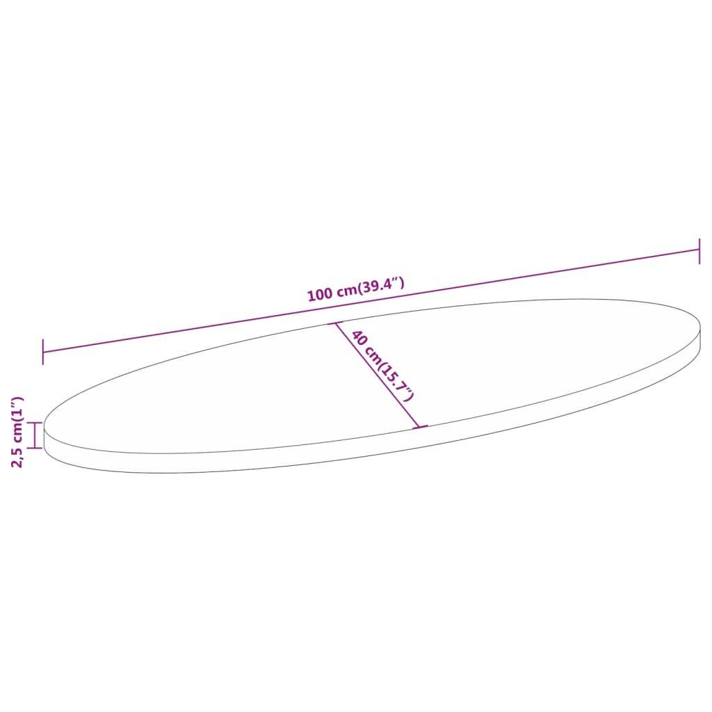 vidaXL Tischplatte 100x40x2,5 cm Oval Massivholz Akazie