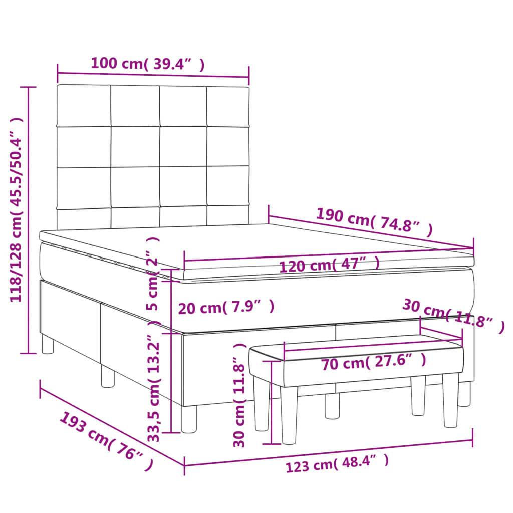 vidaXL Boxspringbett mit Matratze Dunkelgrün 120x190 cm Samt