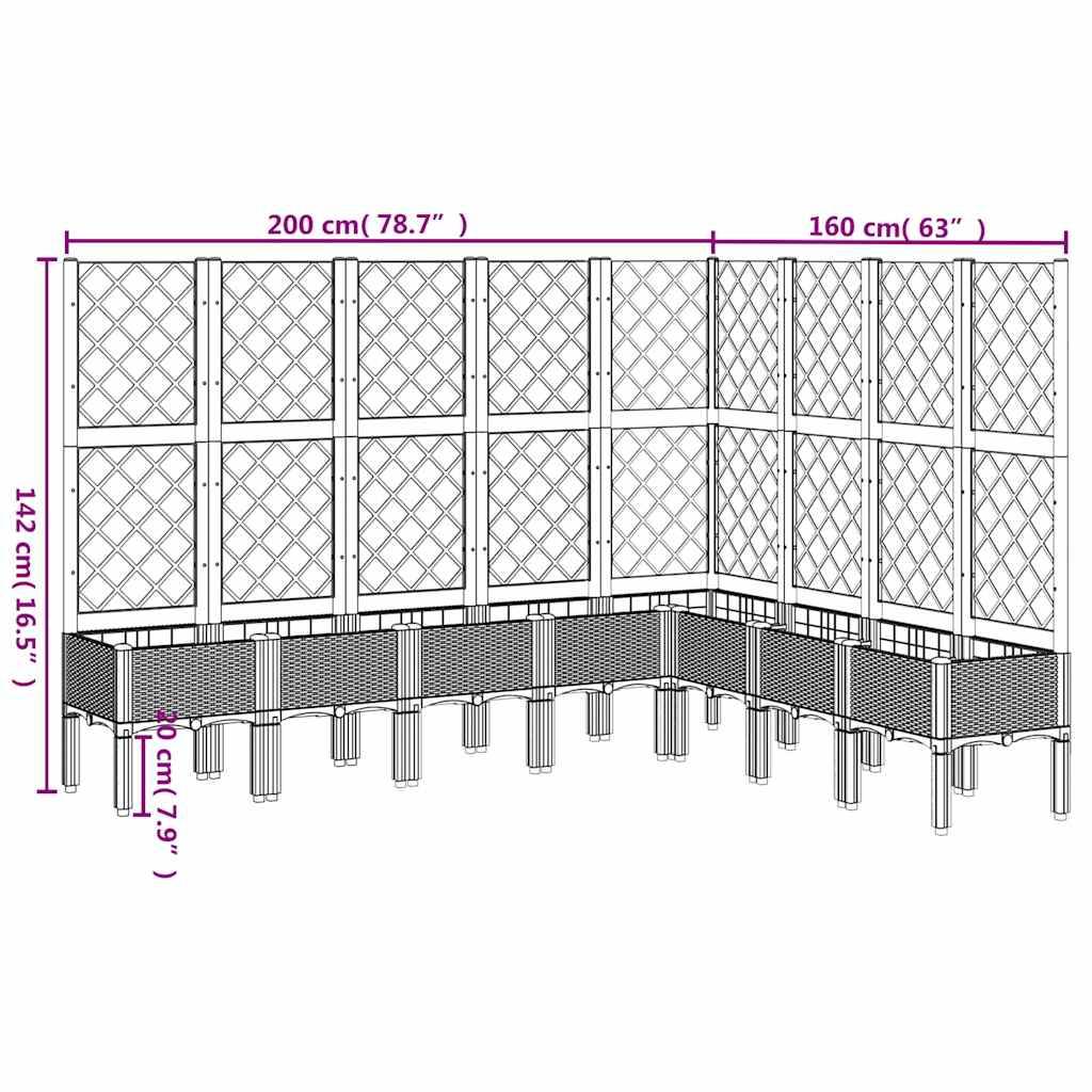vidaXL Pflanzkübel mit Rankgitter Blaugrau 200x160x142 cm PP