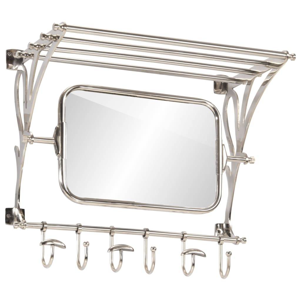 vidaXL Wandgarderobe mit Kleiderhaken & Spiegel Aluminium