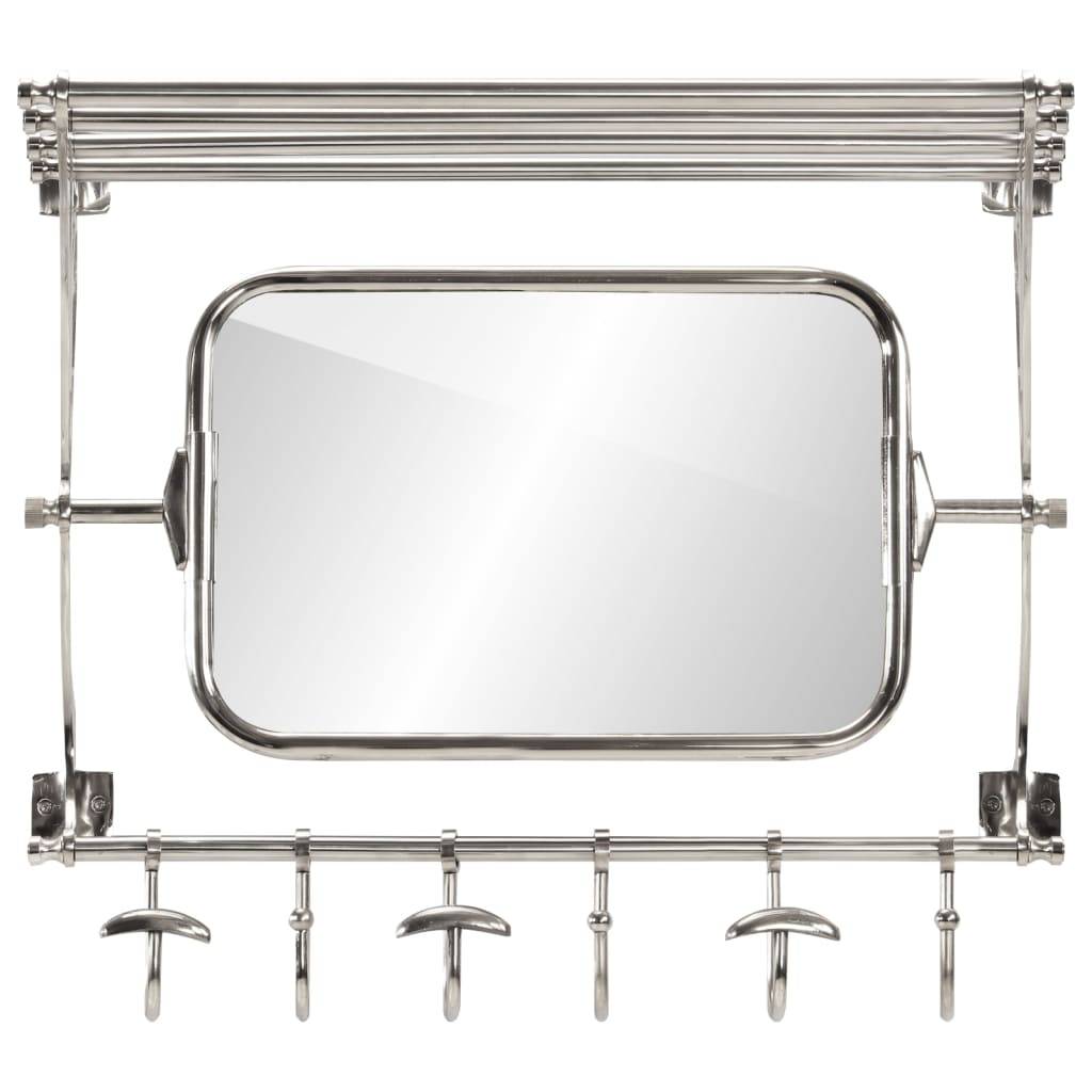 vidaXL Wandgarderobe mit Kleiderhaken & Spiegel Aluminium