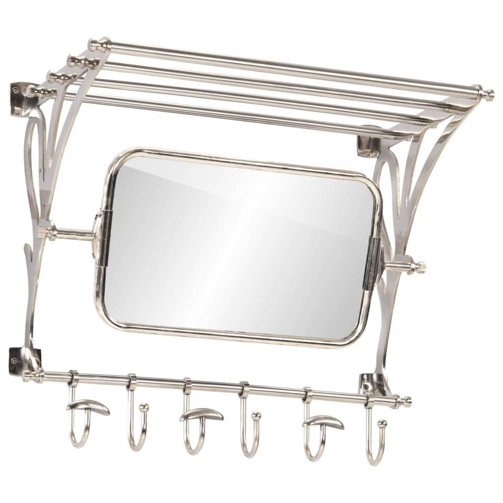 vidaXL Wandgarderobe mit Kleiderhaken & Spiegel Aluminium
