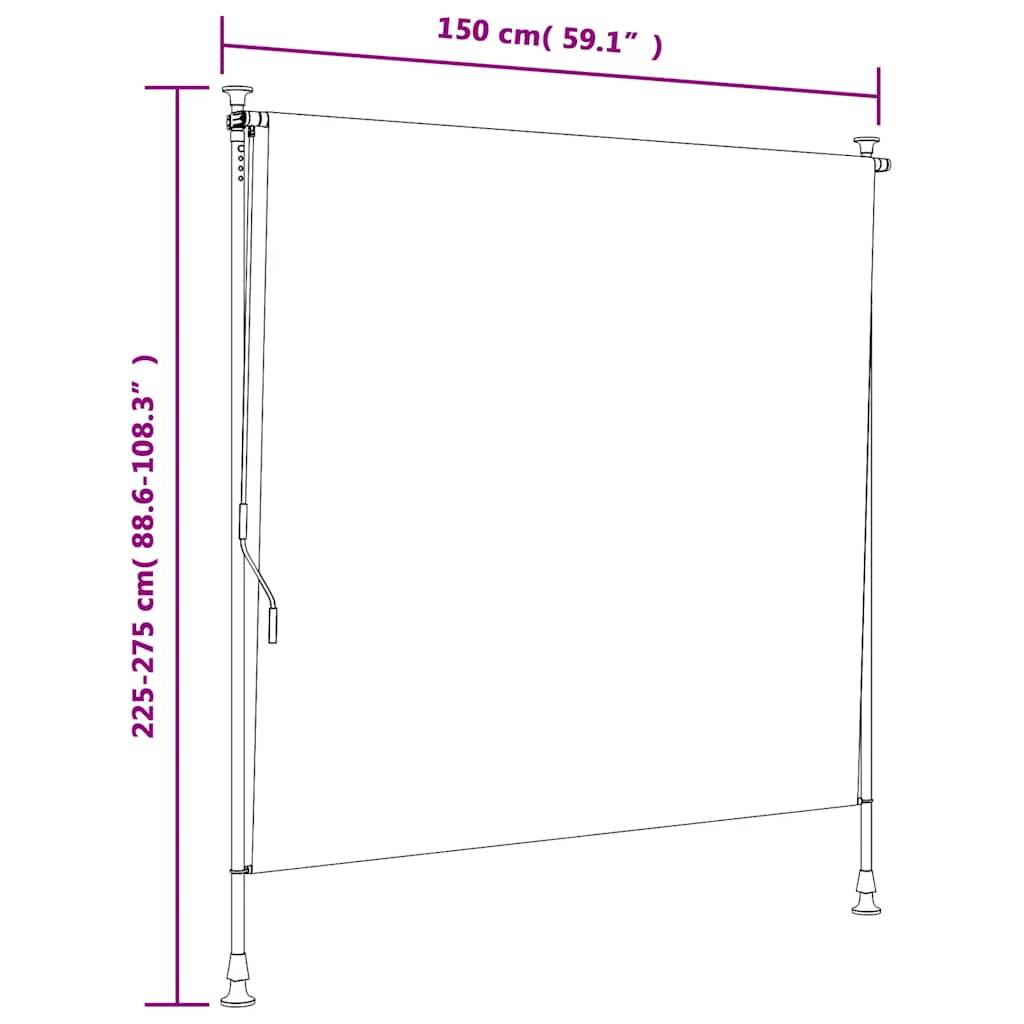 vidaXL Außenrollo Blau und Weiß 150x270 cm Stoff und Stahl