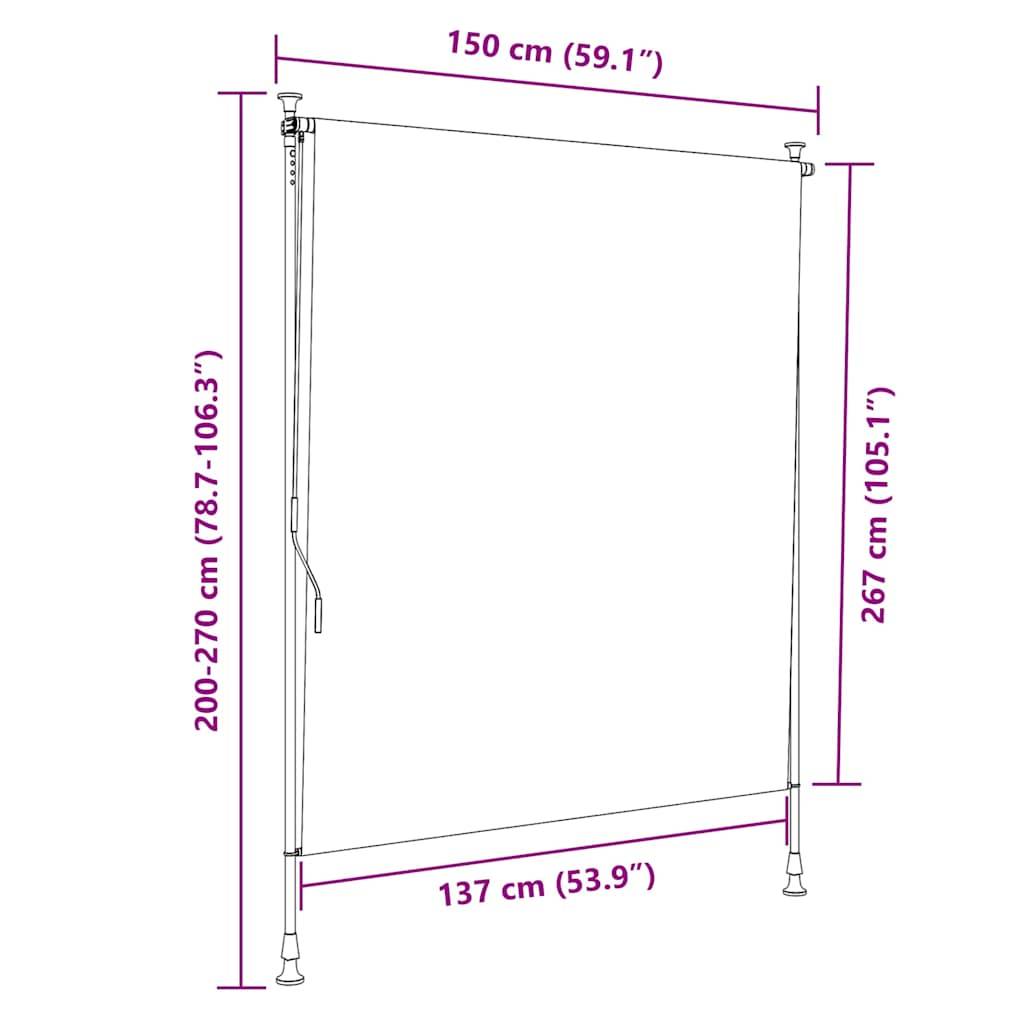vidaXL Außenrollo Gelb und Weiß 150x270 cm Stoff und Stahl