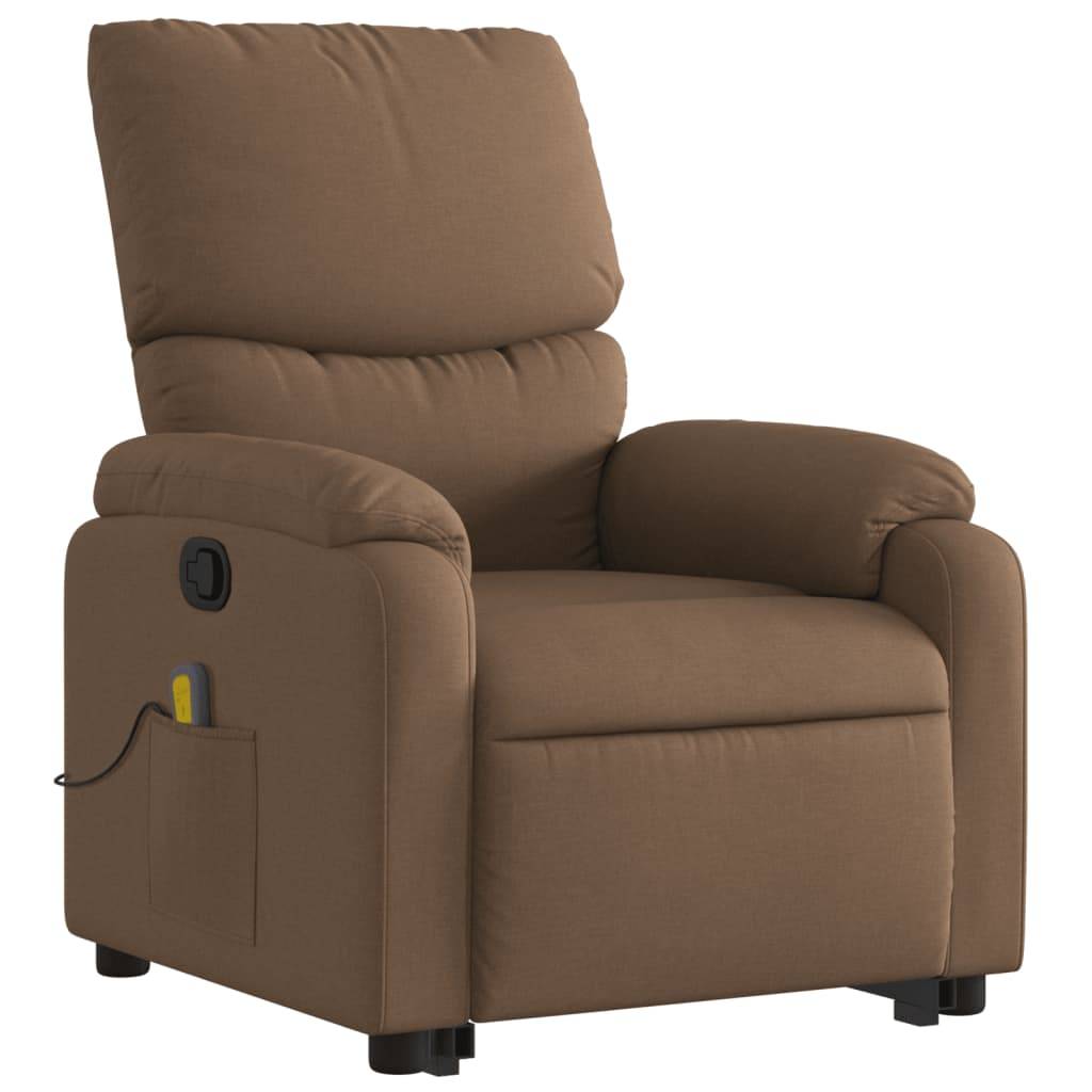vidaXL Massagesessel mit Aufstehhilfe Braun Stoff