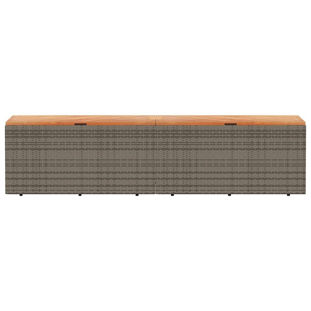 vidaXL Gartentruhe Grau 220x50x54 cm Poly Rattan Akazienholz