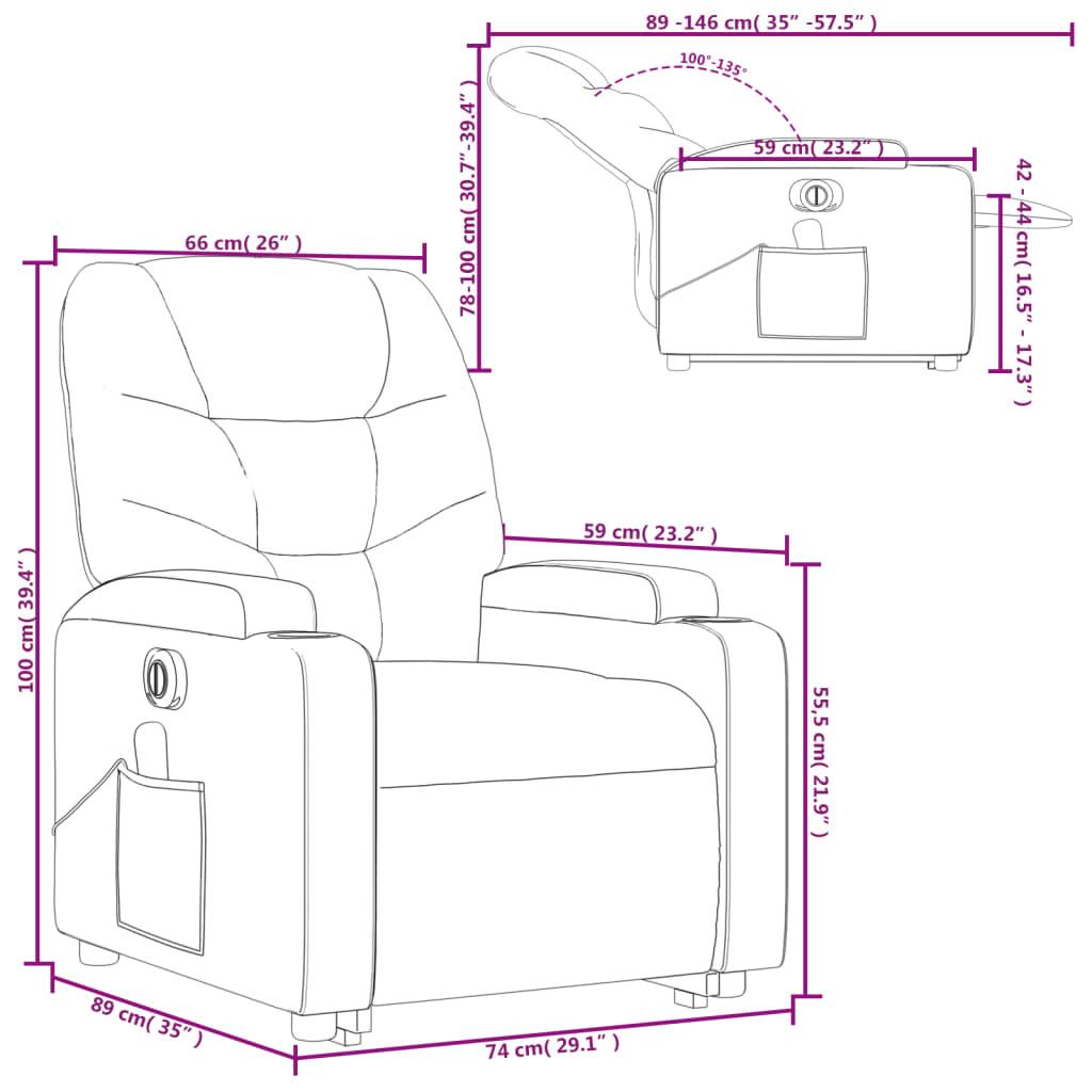 vidaXL Massagesessel mit Aufstehhilfe Elektrisch Cappuccino Kunstleder