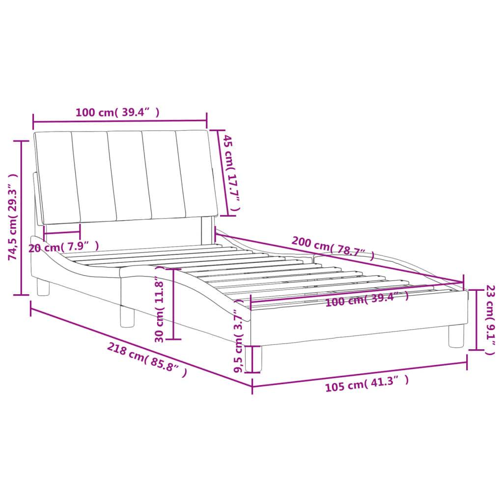 vidaXL Bett mit Matratze "Hanko" Schwarz 100x200 cm Samt