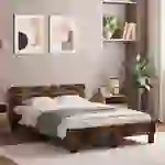 vidaXL Bettgestell mit Kopfteil LED-Beleuchtung Räuchereiche 120x190cm vidaXL Bettgestell mit Kopfteil LED-Beleuchtung Räuchereiche 120x190cm