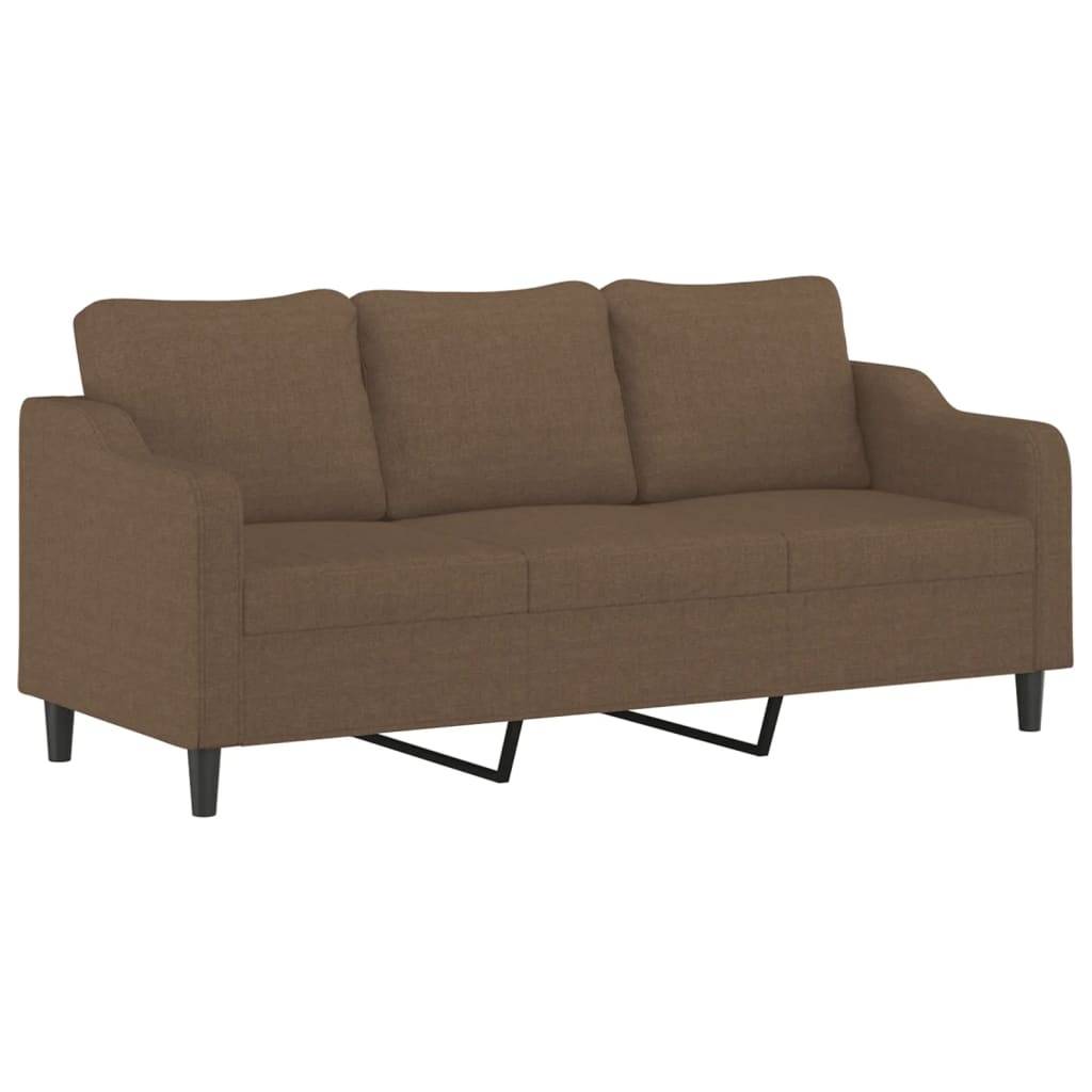 vidaXL 3-Sitzer-Sofa mit Zierkissen Braun 180 cm Stoff
