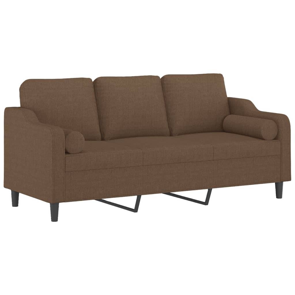 vidaXL 3-Sitzer-Sofa mit Zierkissen Braun 180 cm Stoff