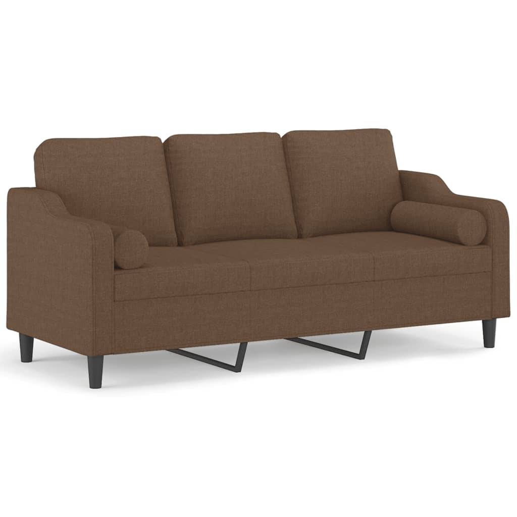 vidaXL 3-Sitzer-Sofa mit Zierkissen Braun 180 cm Stoff