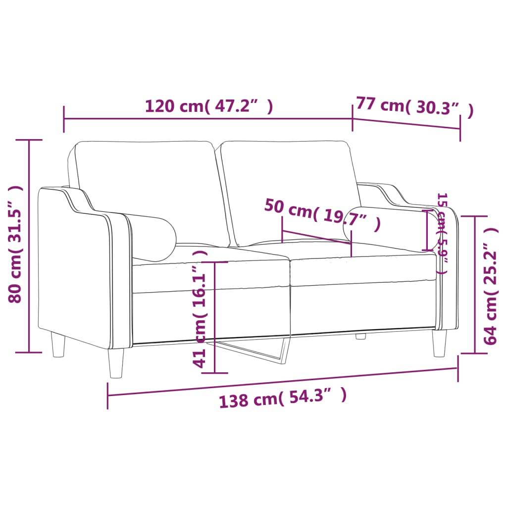 vidaXL 2-Sitzer-Sofa mit Zierkissen Dunkelgrau 120 cm Stoff