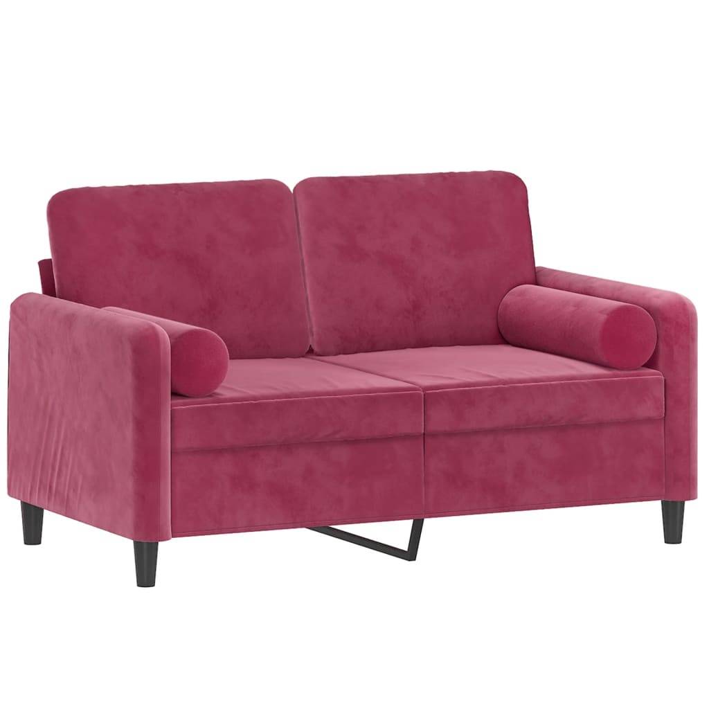 vidaXL 2-Sitzer-Sofa mit Zierkissen Weinrot 120 cm Samt