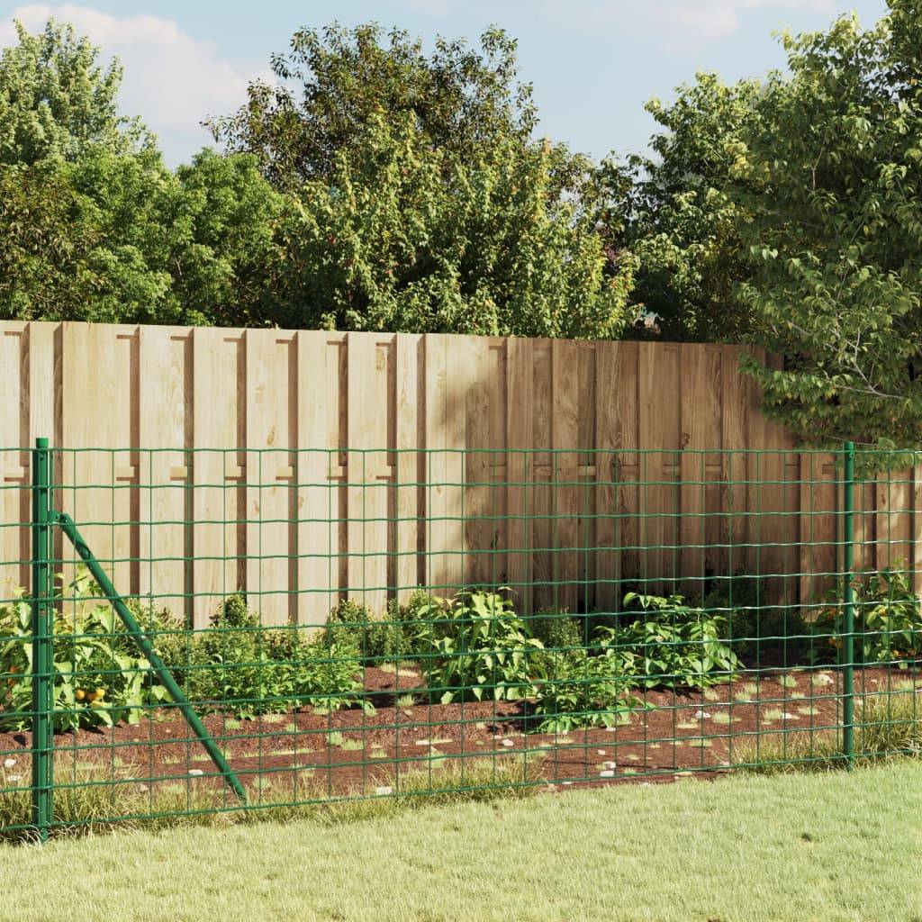 vidaXL Maschendrahtzaun mit Bodenhülsen Grün 1,1x25 m