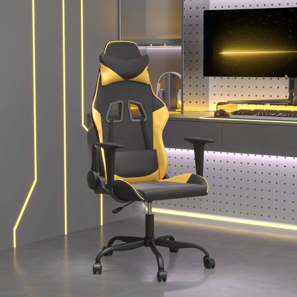 vidaXL Gaming-Stuhl Schwarz und Golden Kunstleder