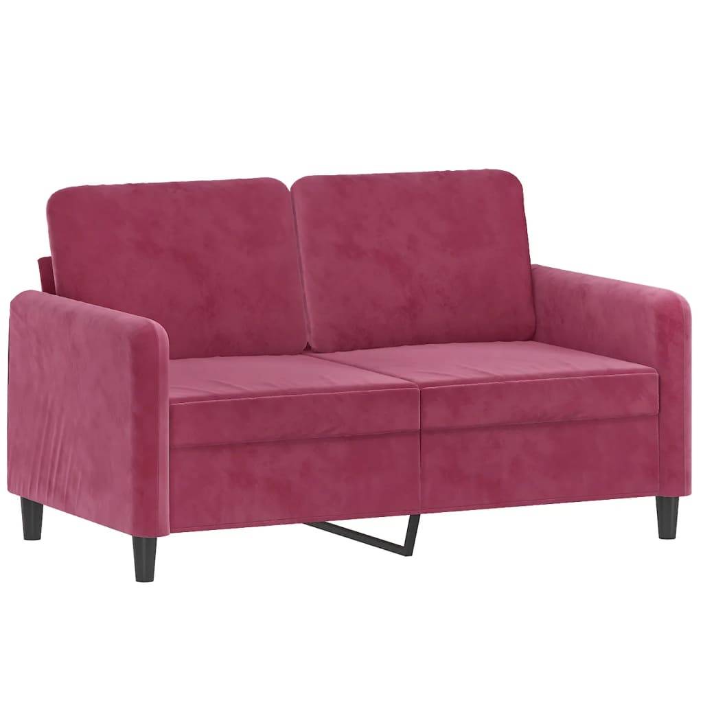 vidaXL 2-Sitzer-Sofa mit Zierkissen Weinrot 120 cm Samt