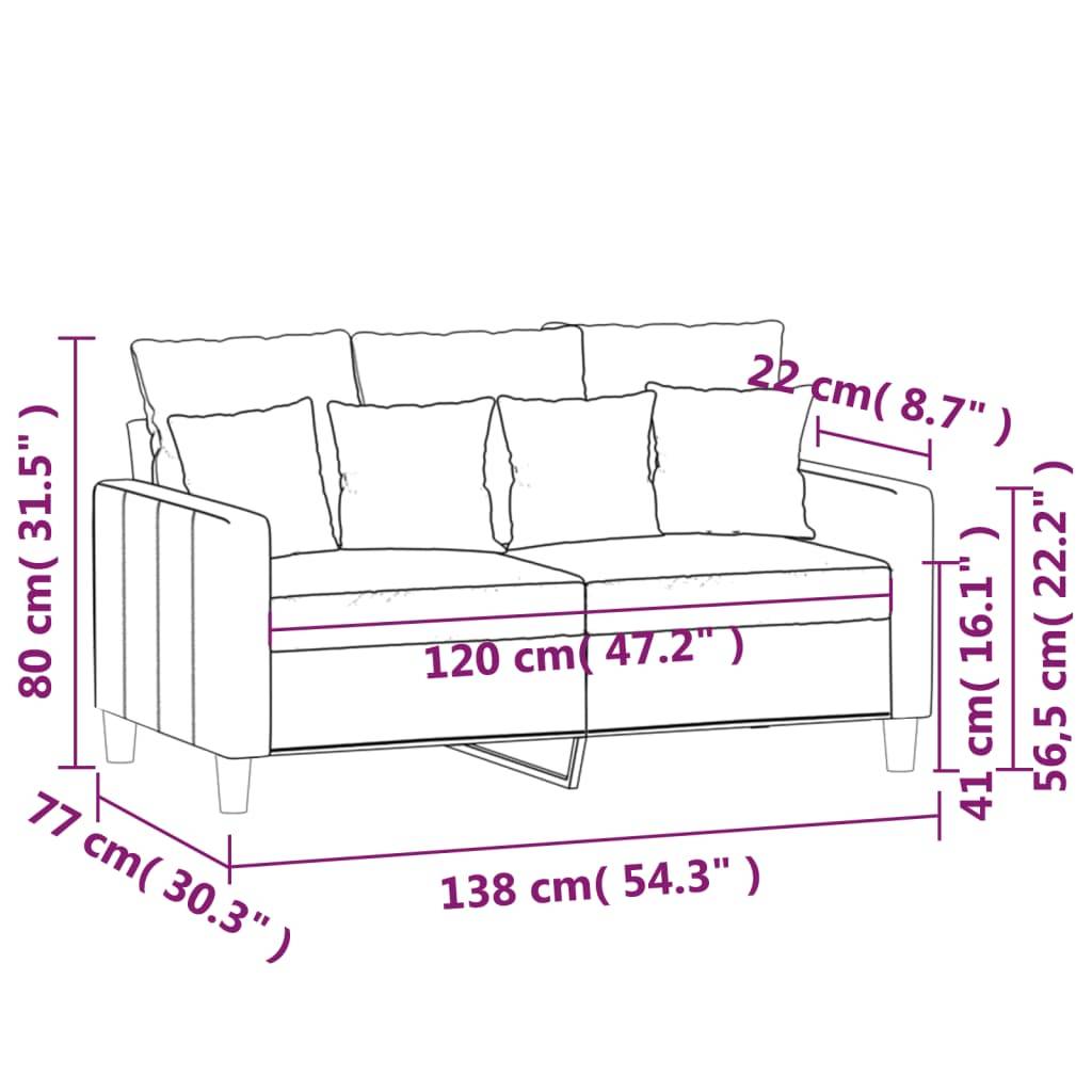 vidaXL 2-Sitzer-Sofa Weinrot 120 cm Samt