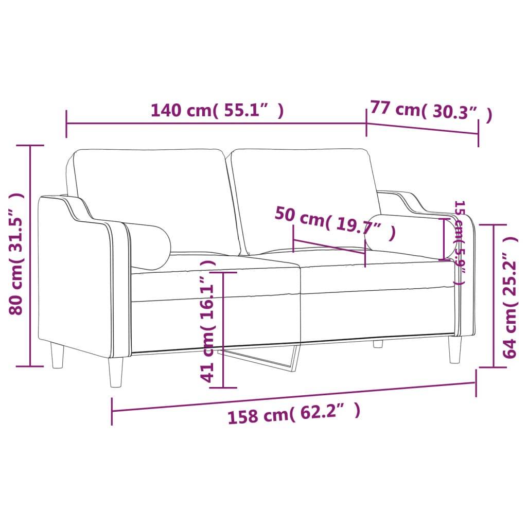 vidaXL 2-Sitzer-Sofa mit Zierkissen Dunkelgrau 140 cm Stoff