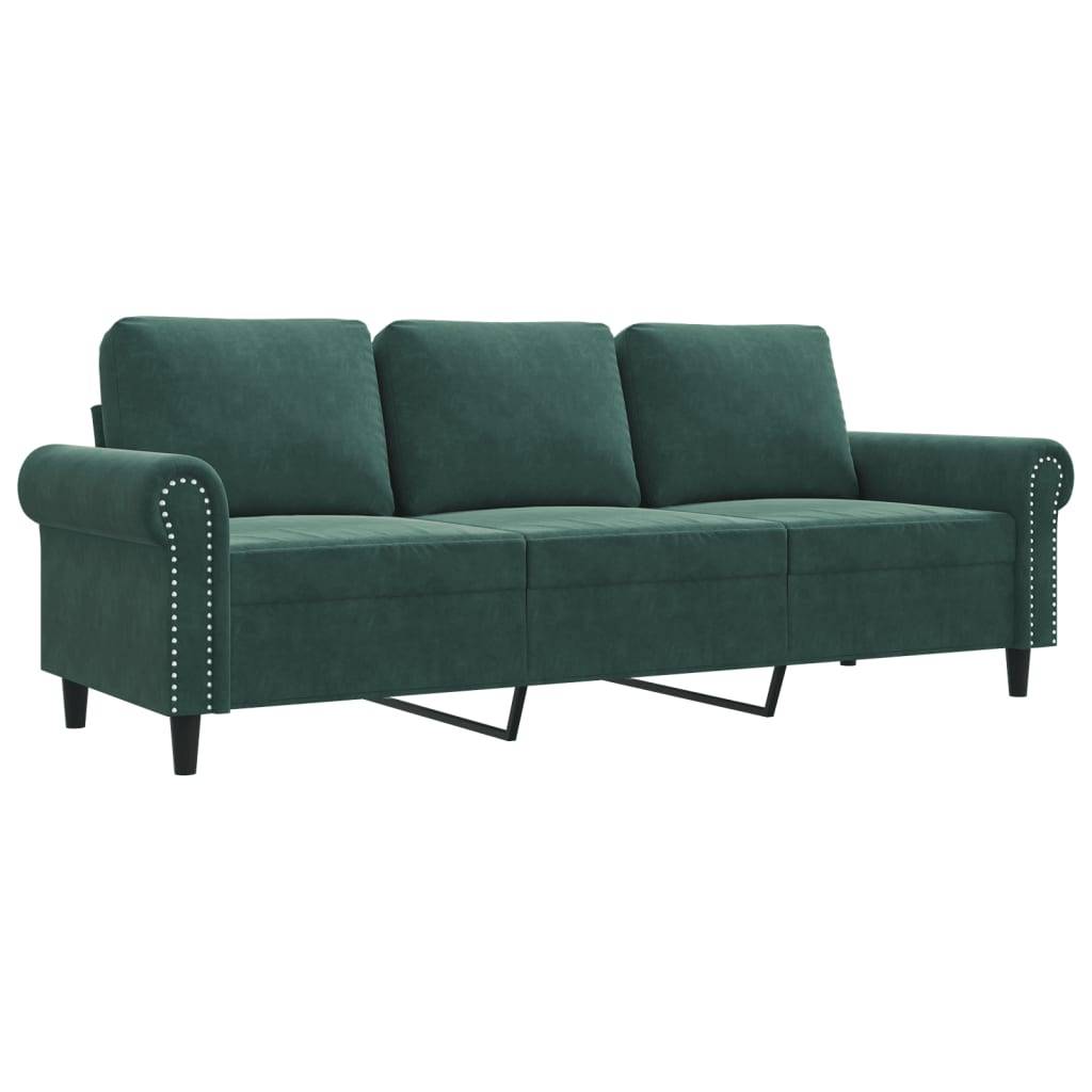 vidaXL 3-Sitzer-Sofa Dunkelgrün 180 cm Samt