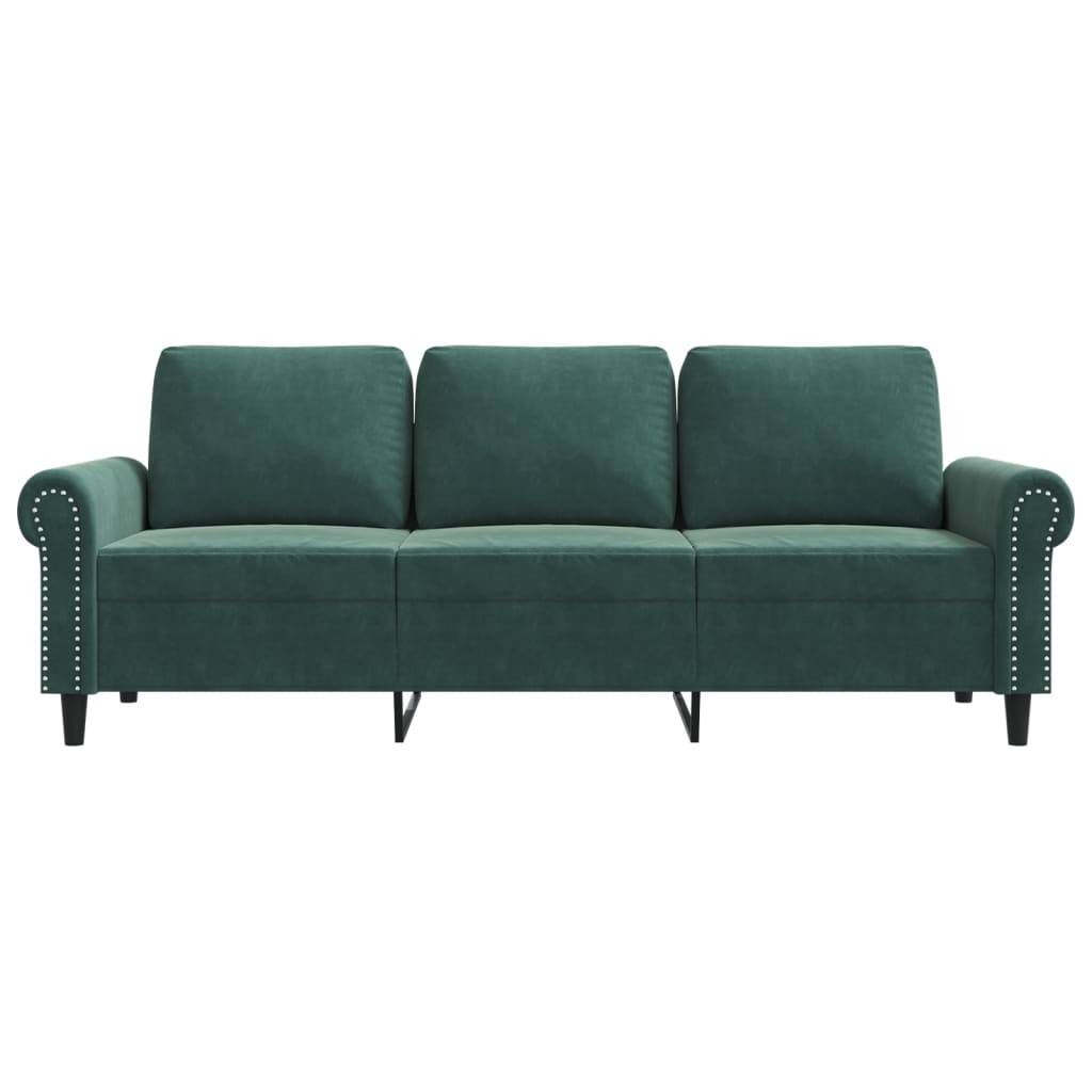 vidaXL 3-Sitzer-Sofa Dunkelgrün 180 cm Samt
