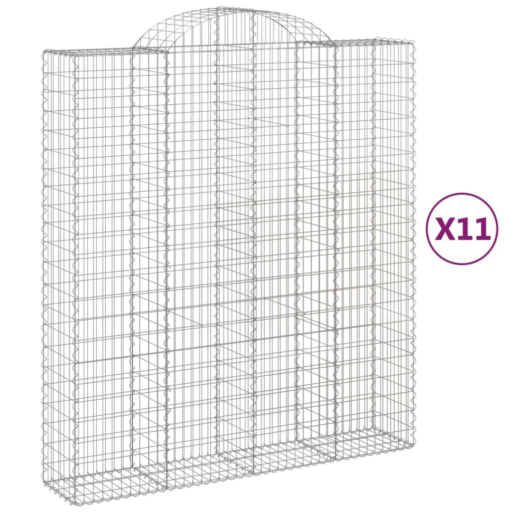 vidaXL Gabionen mit Hochbogen 11Stk. 200x50x220/240cm Verzinktes Eisen