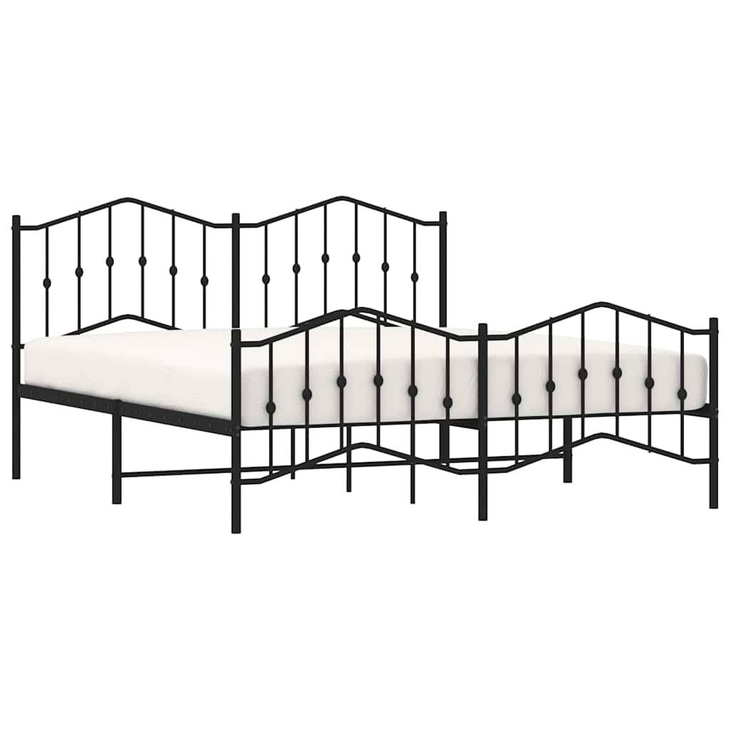 vidaXL Bettgestell mit Kopf- und Fußteil Metall Schwarz 183x213 cm