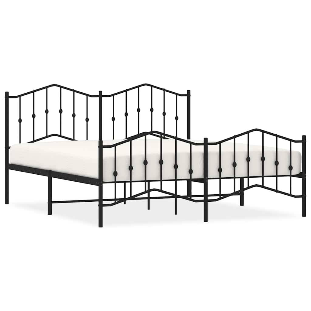 vidaXL Bettgestell mit Kopf- und Fußteil Metall Schwarz 183x213 cm