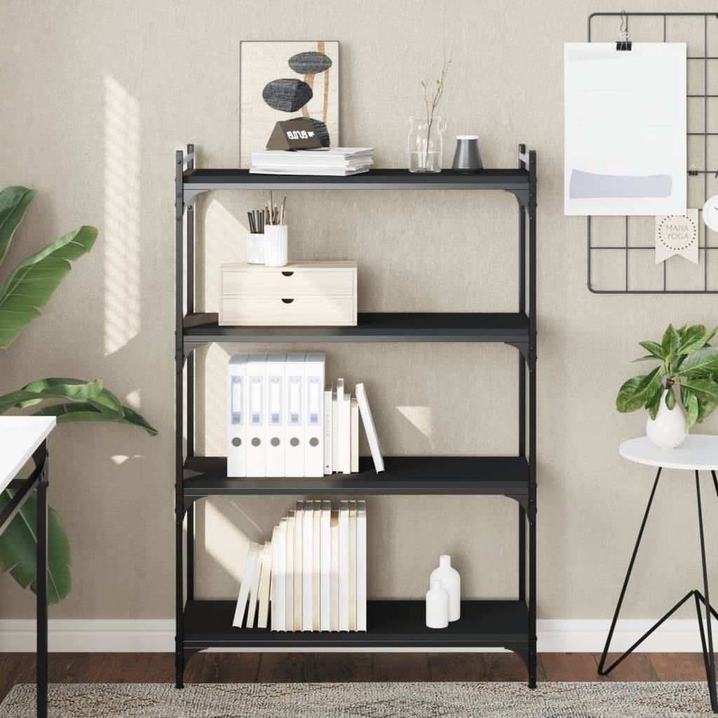 vidaXL Bücherregal 4 Böden Schwarz 80x30x120 cm Holzwerkstoff