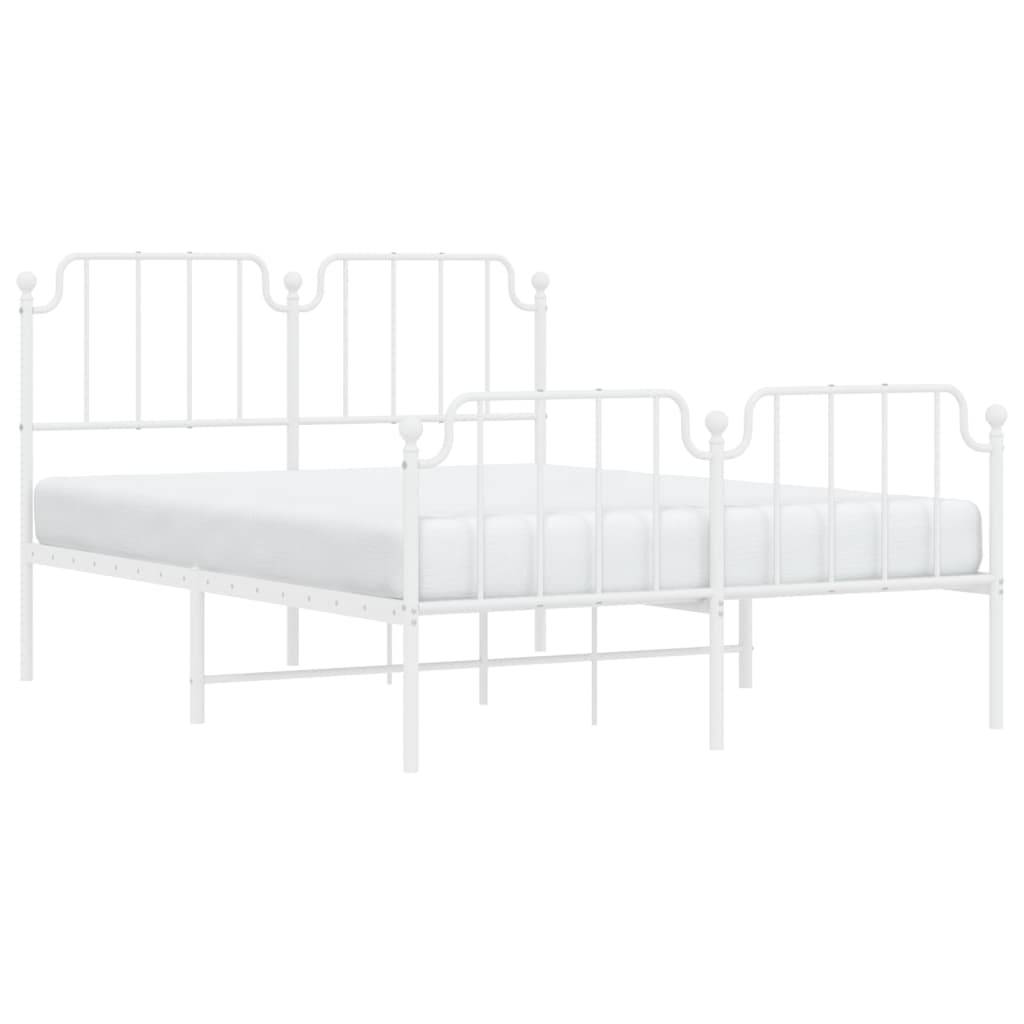 vidaXL Bettgestell mit Kopf- und Fußteil Metall Weiß 140x190 cm