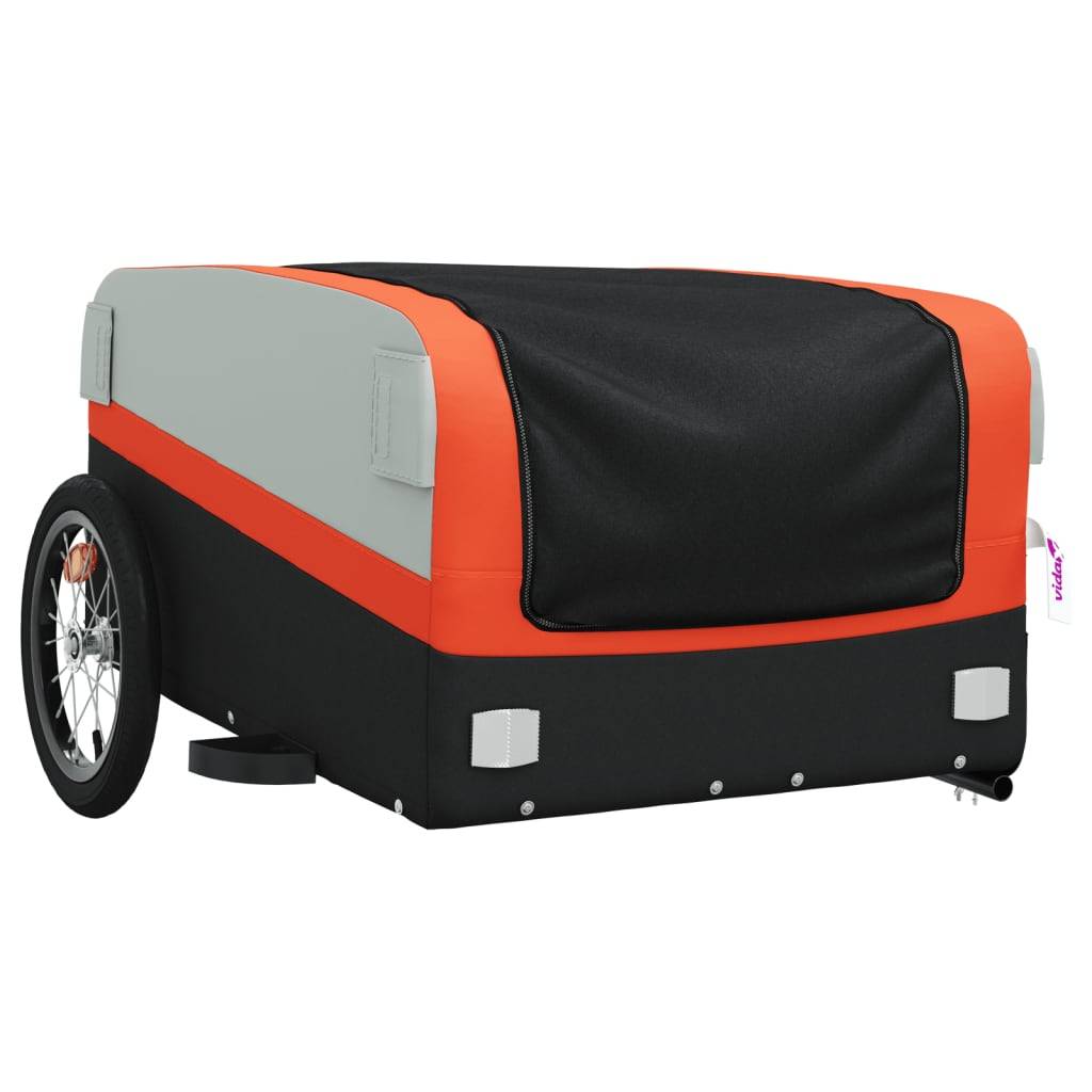 vidaXL Fahrradanhänger Schwarz und Orange 45 kg Eisen
