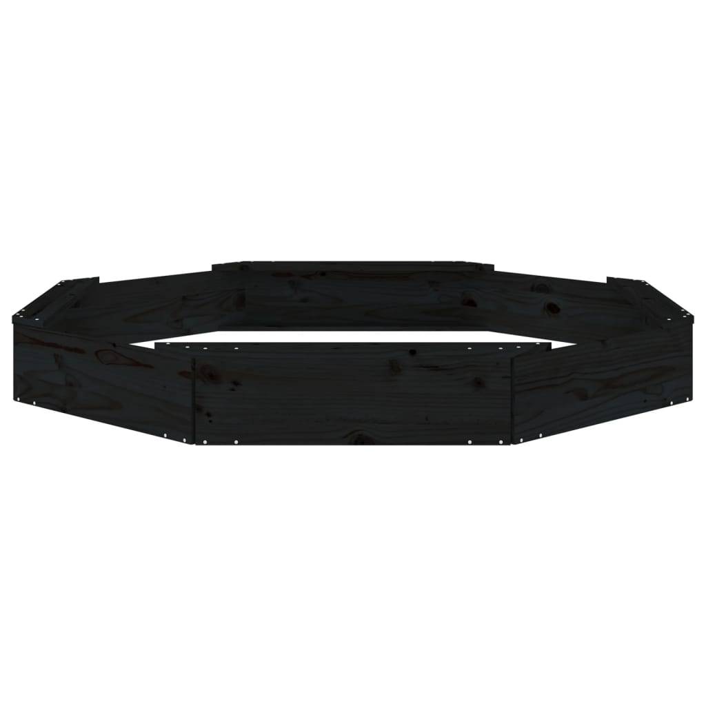 vidaXL Sandkasten mit Sitzen Schwarz Achteck Massivholz Kiefer