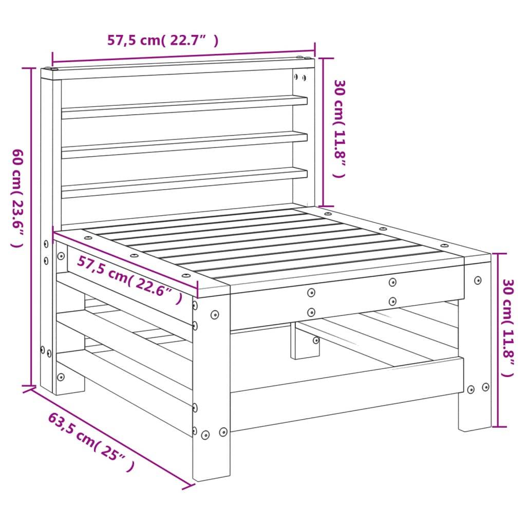 vidaXL Garten-Mittelsofa Kiefernholz Imprägniert