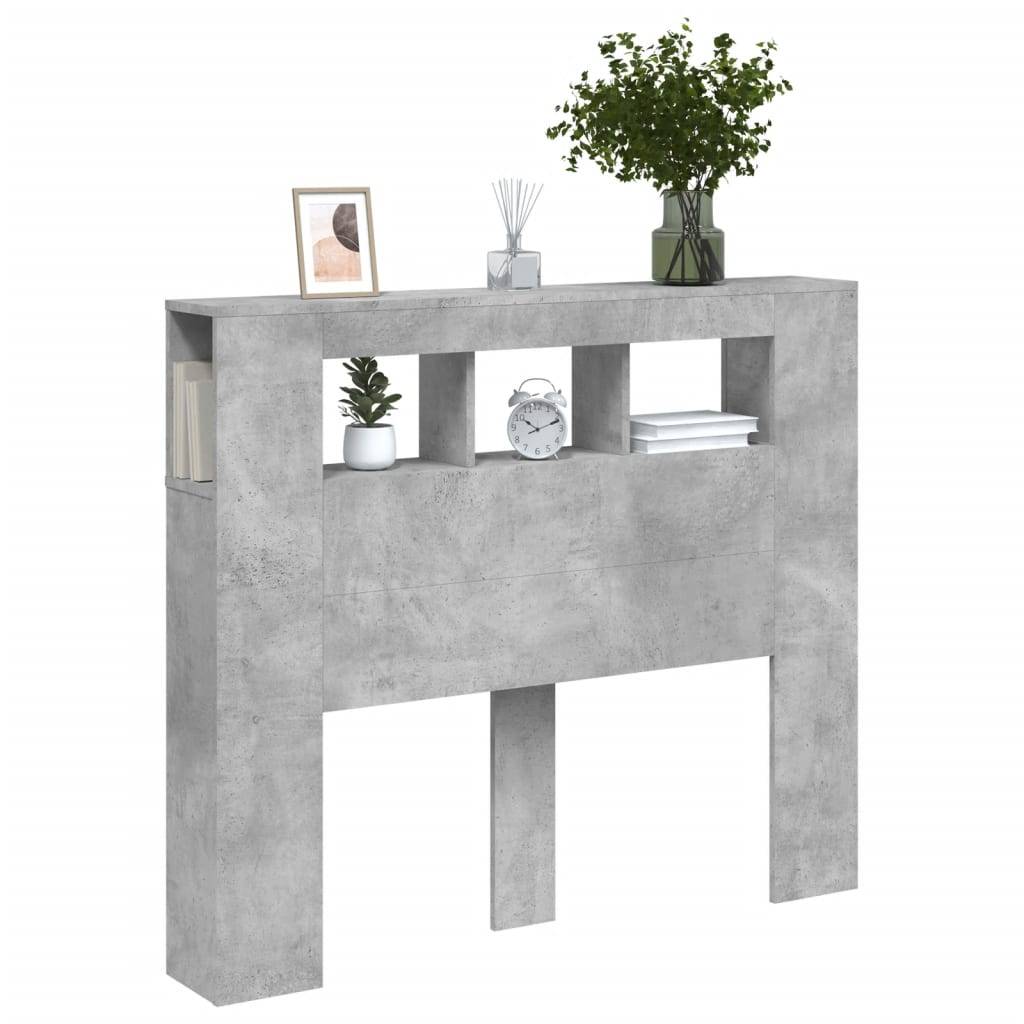 vidaXL LED-Kopfteil Betongrau 120x18,5x103,5 cm Holzwerkstoff