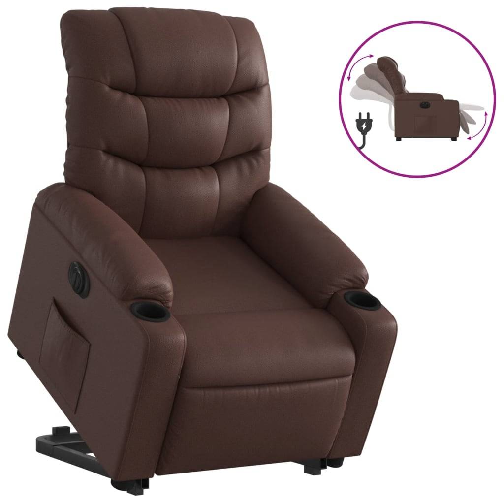 vidaXL Relaxsessel mit Aufstehhilfe Elektrisch Braun Kunstleder