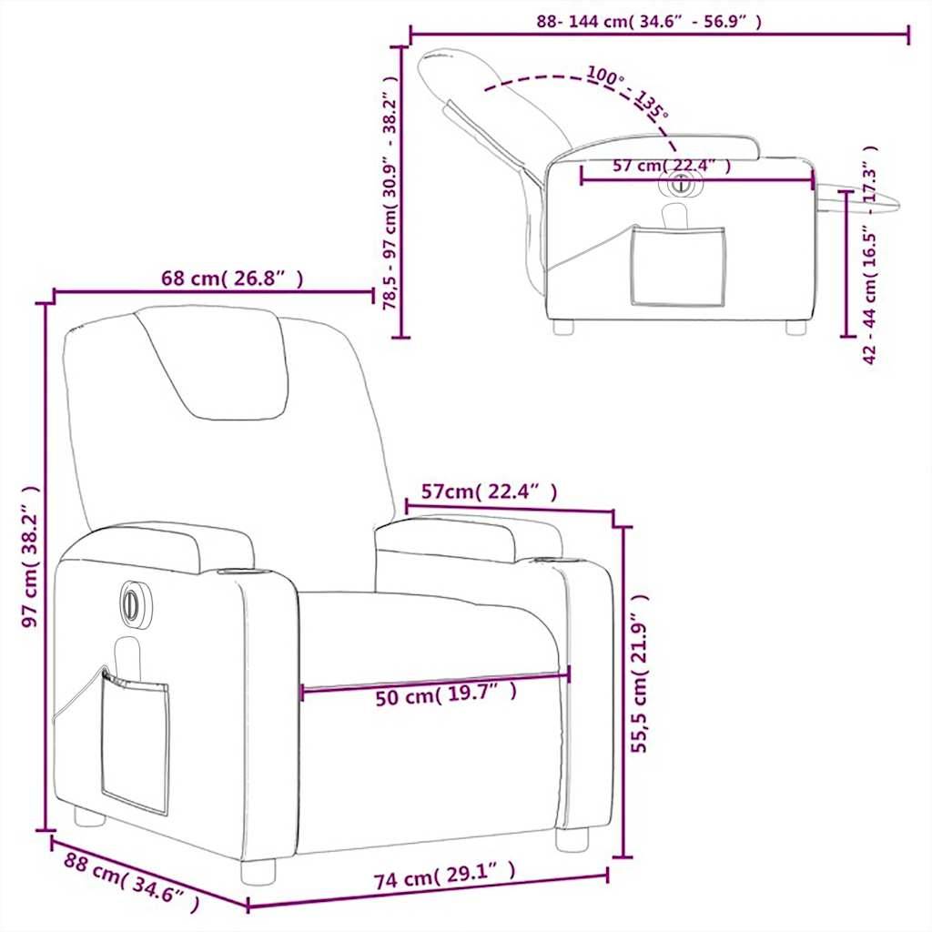vidaXL Massagesessel Elektrisch Taupe Stoff