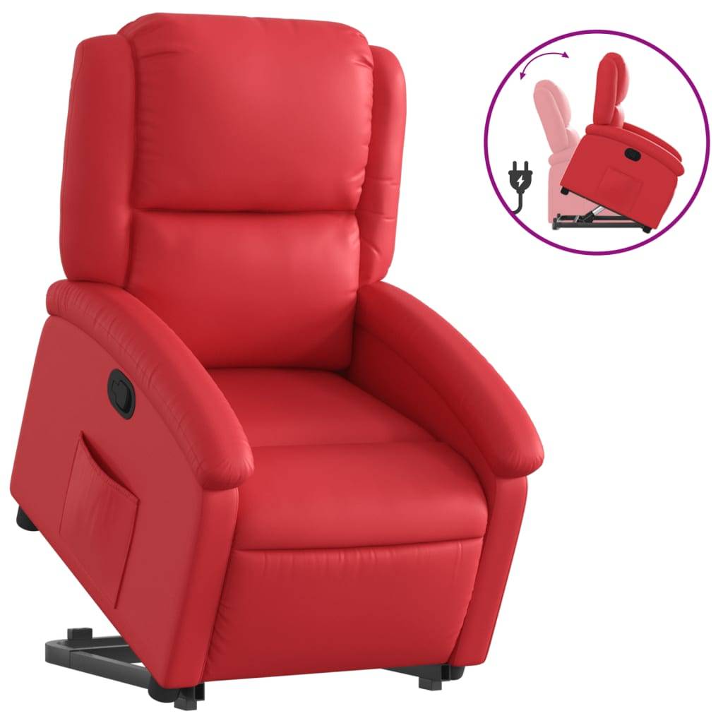 vidaXL Relaxsessel mit Aufstehhilfe Rot Kunstleder