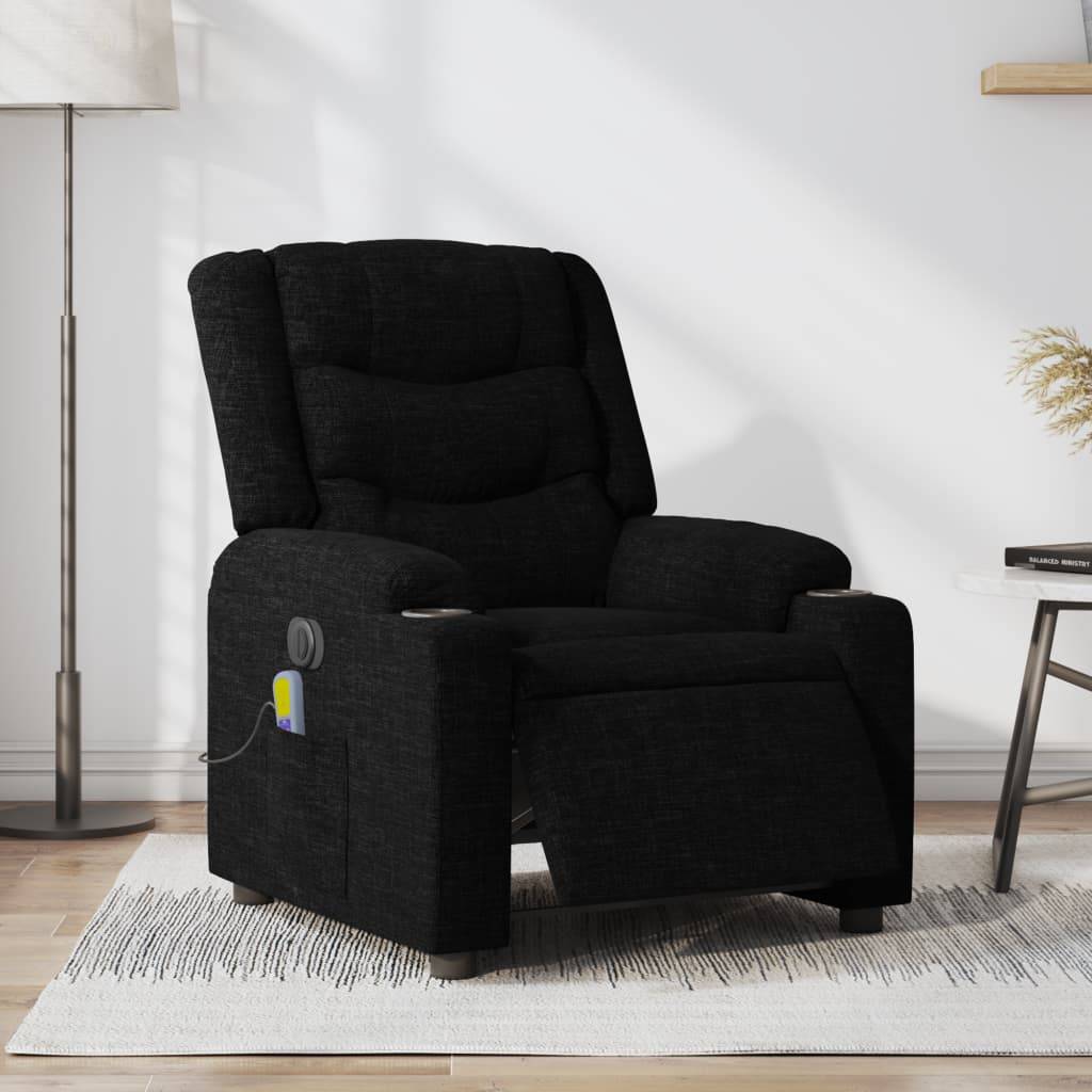 vidaXL Massagesessel Elektrisch Schwarz Stoff