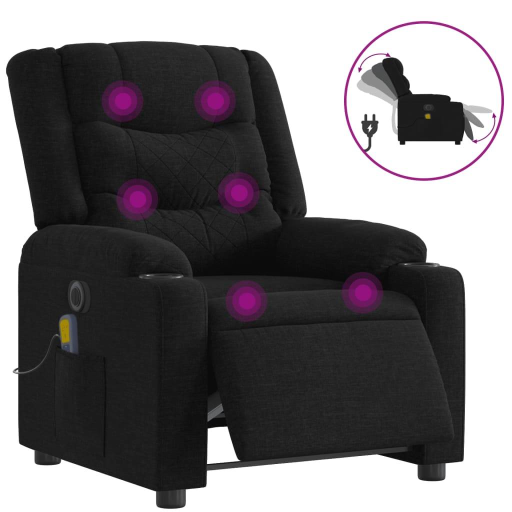 vidaXL Massagesessel Elektrisch Schwarz Stoff