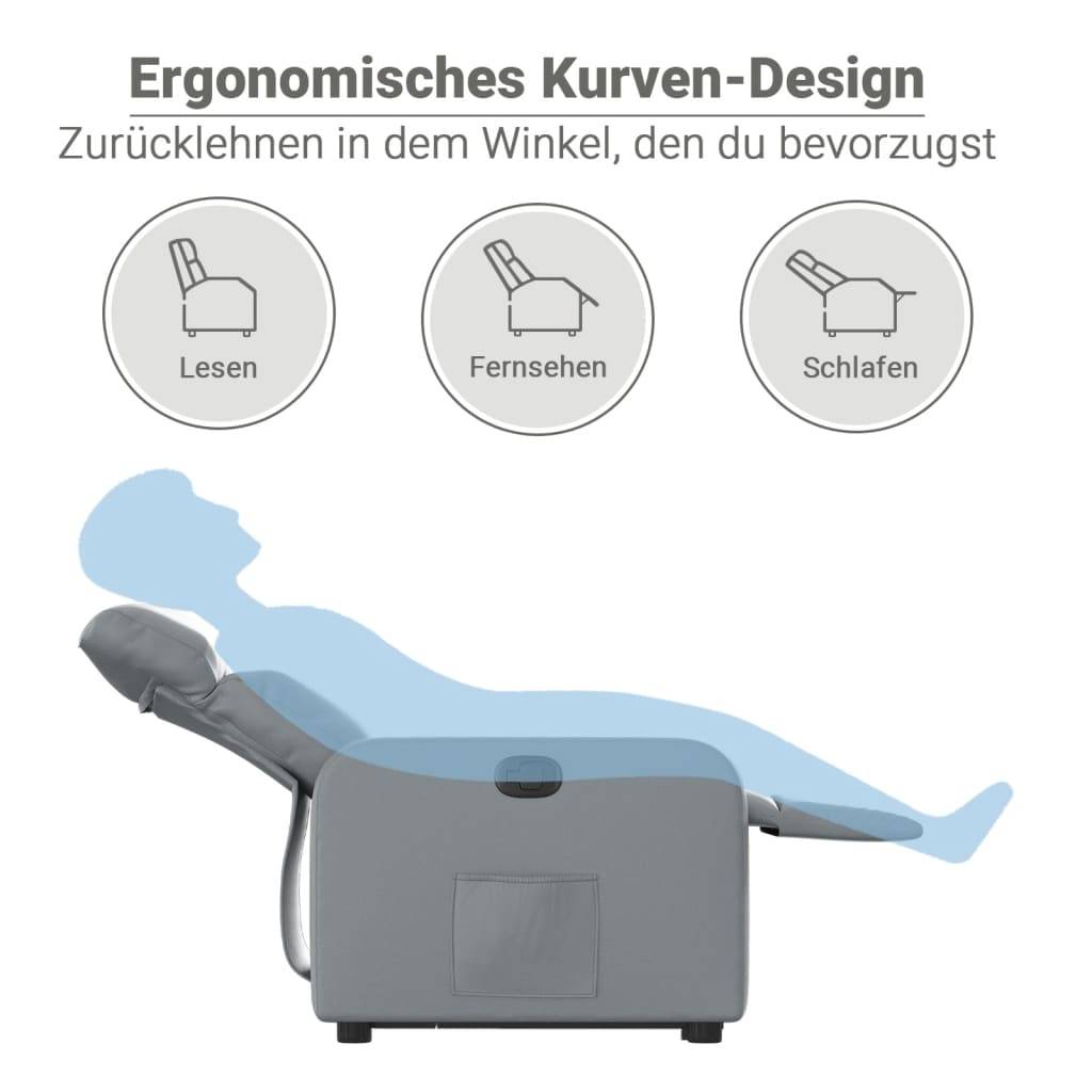 vidaXL Relaxsessel mit Aufstehhilfe Grau Kunstleder