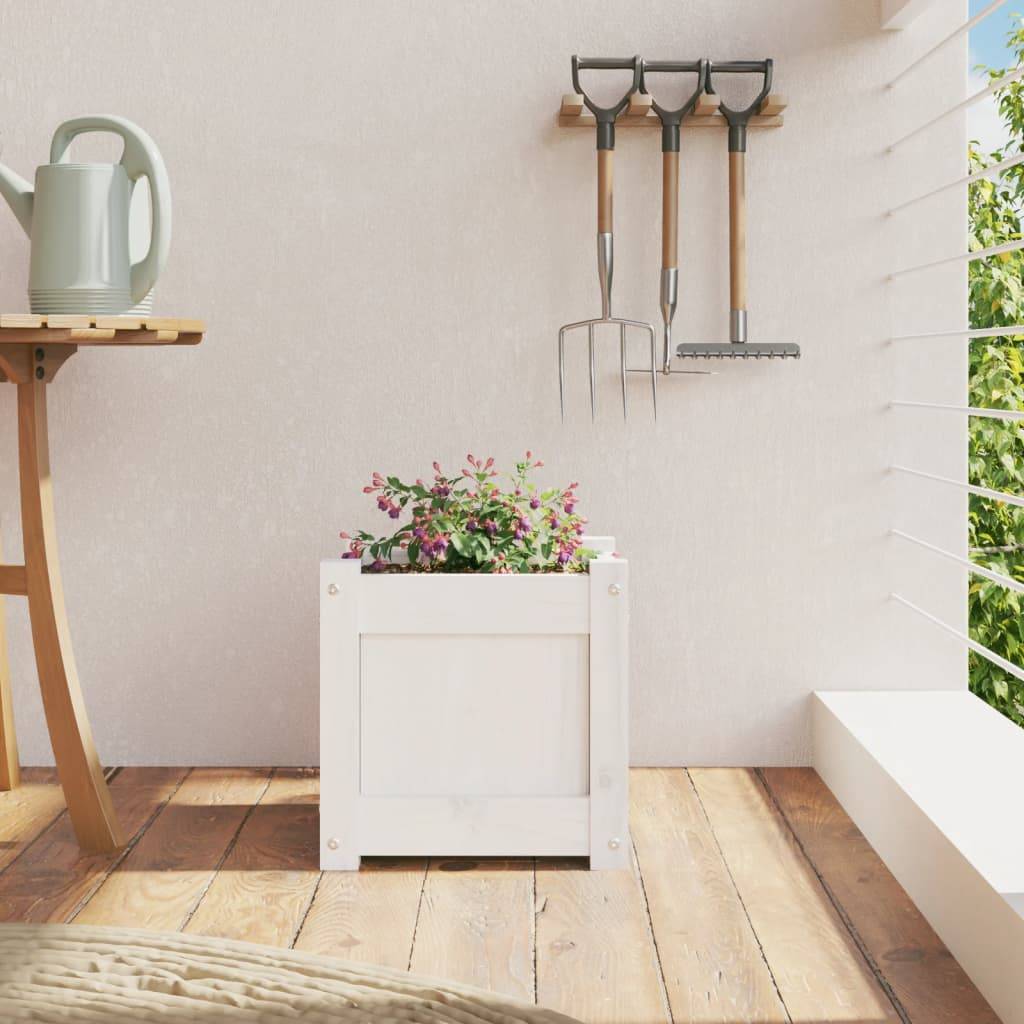 vidaXL Pflanzkübel Weiß 31x31x31 cm Massivholz Kiefer