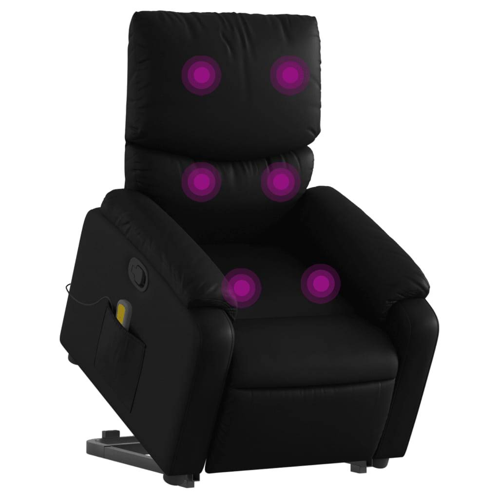 vidaXL Massagesessel mit Aufstehhilfe Schwarz Kunstleder