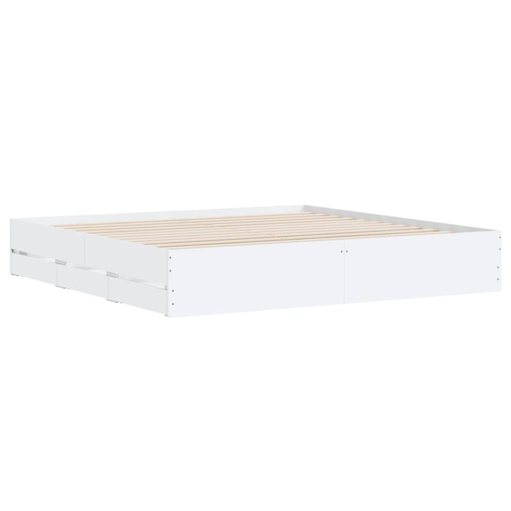 vidaXL Bettgestell mit Schubladen Weiß 160x200 cm Holzwerkstoff