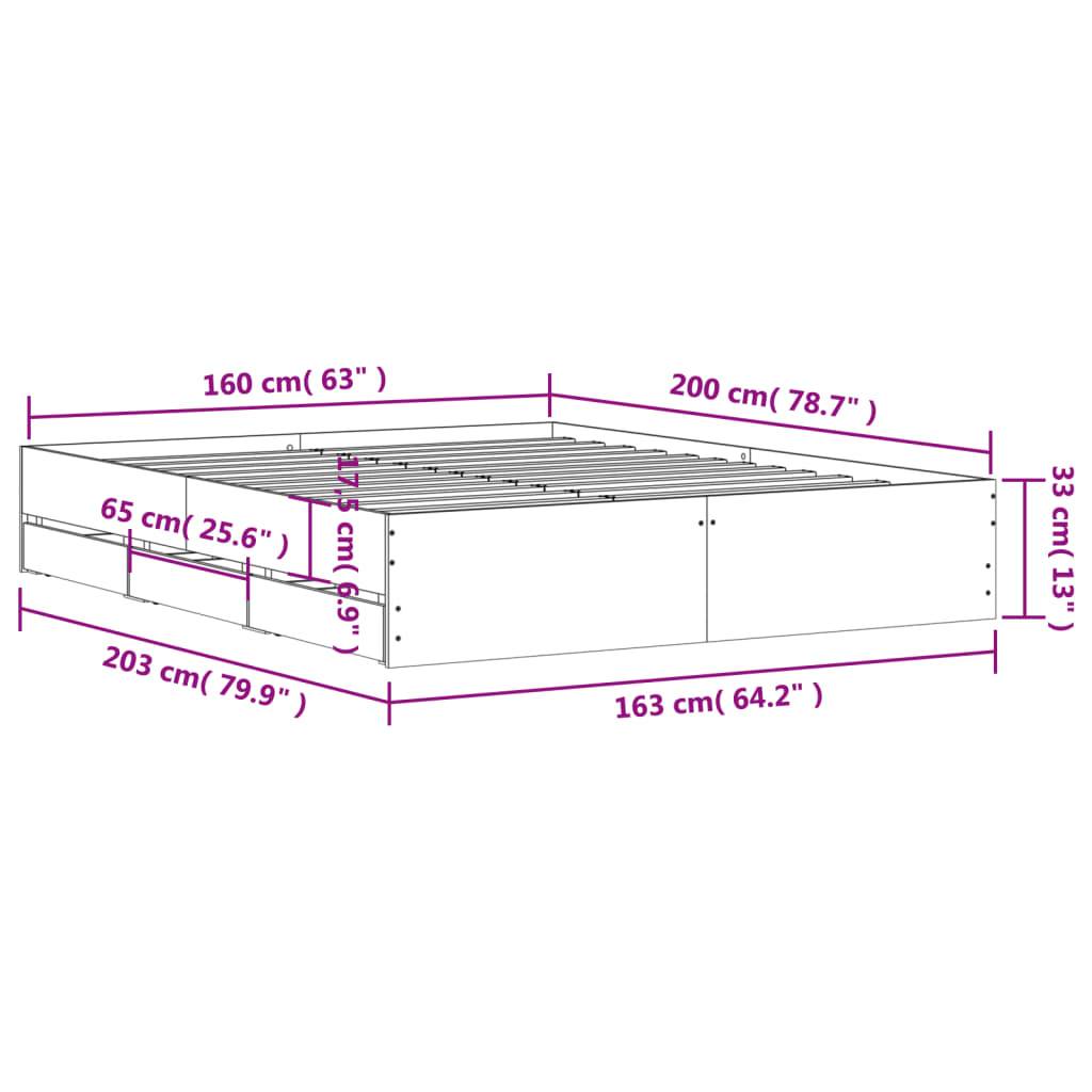 vidaXL Bettgestell mit Schubladen Weiß 160x200 cm Holzwerkstoff