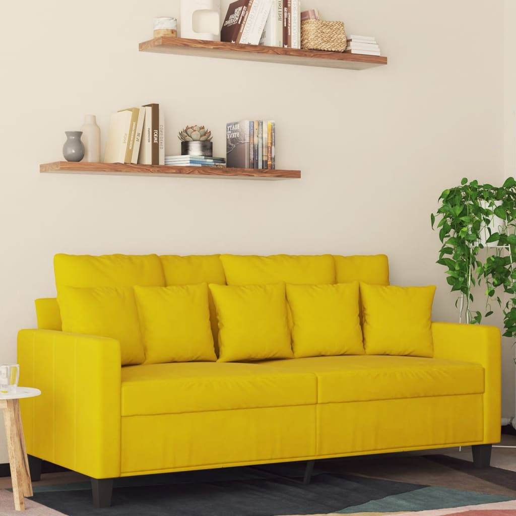 vidaXL 2-Sitzer-Sofa Gelb 140 cm Samt