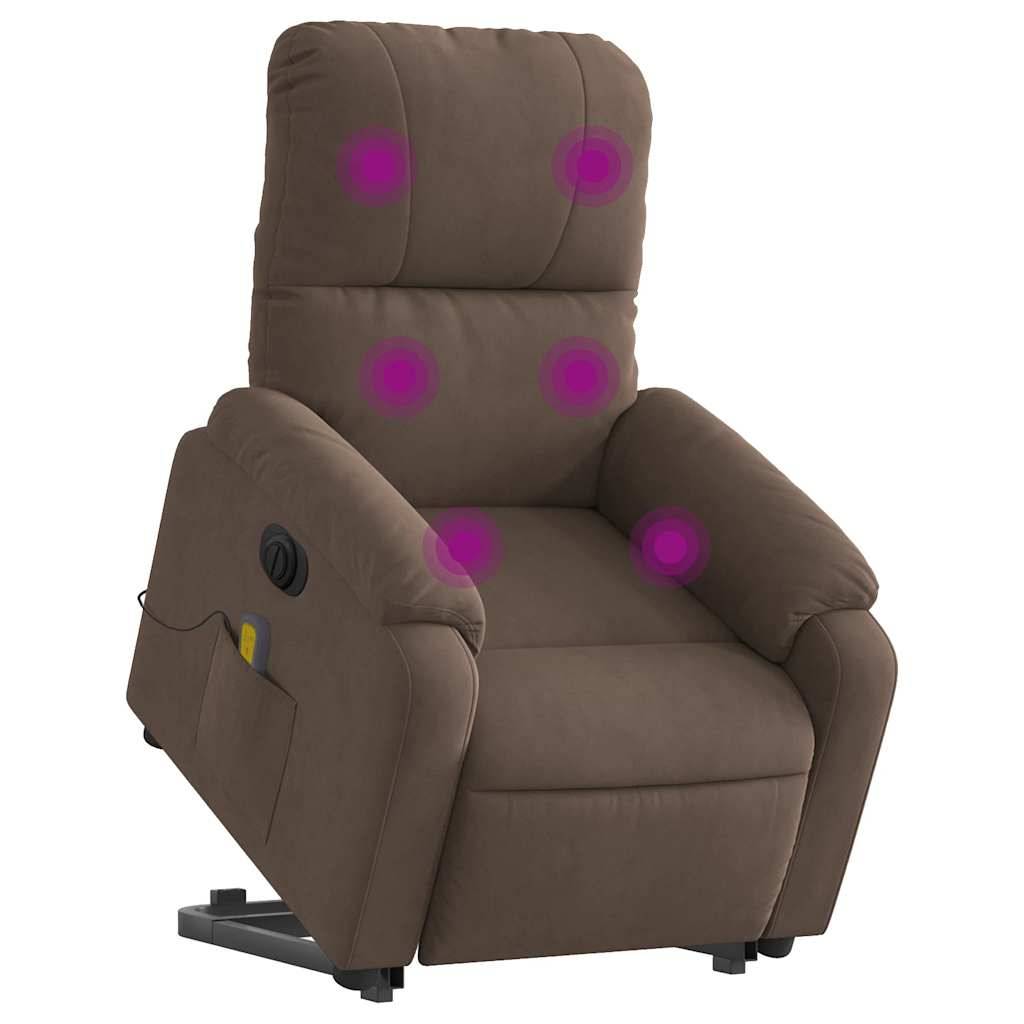 vidaXL Massagesessel Aufstehhilfe Elektrisch Braun Mikrofasergewebe