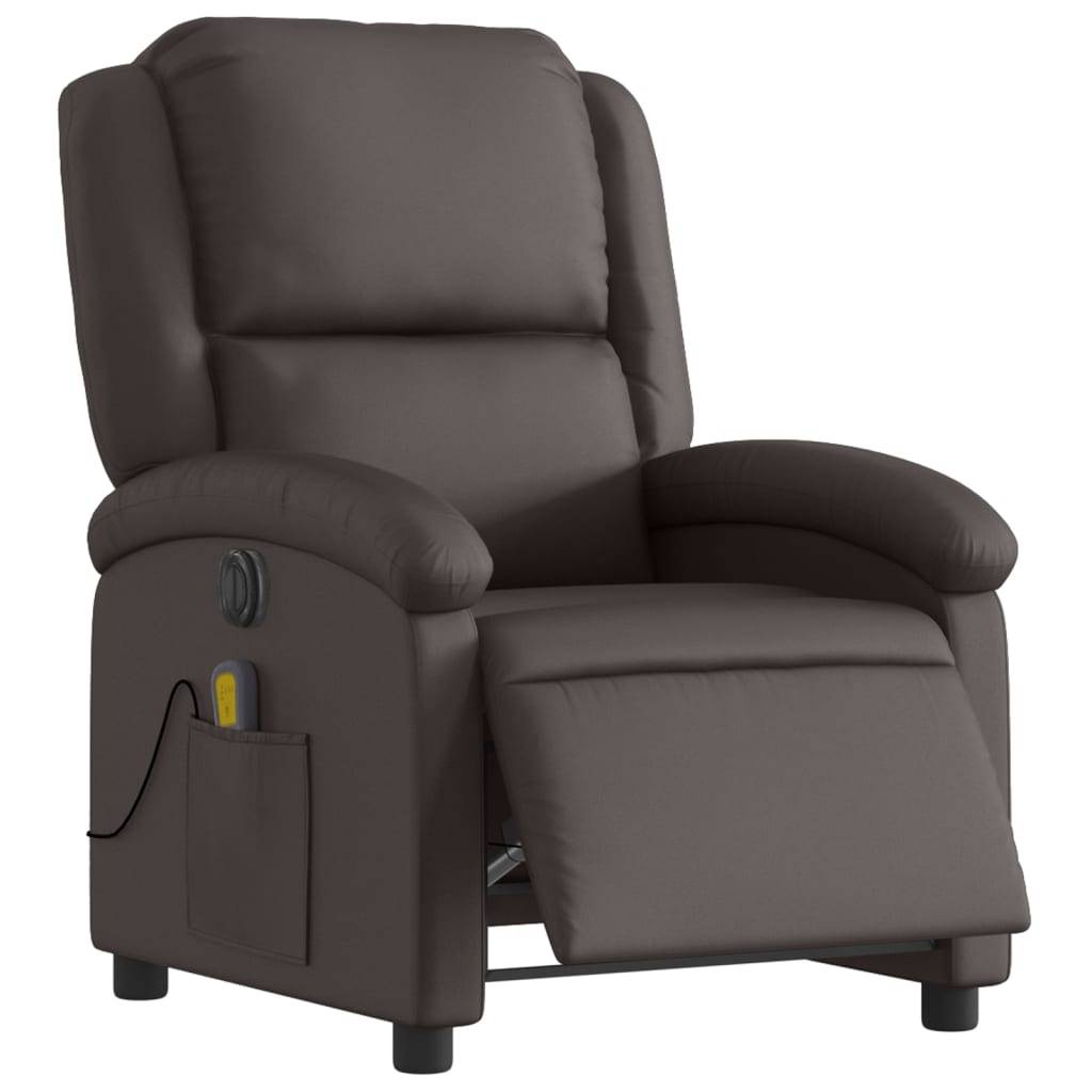 vidaXL Massagesessel Elektrisch Dunkelbraun Echtleder