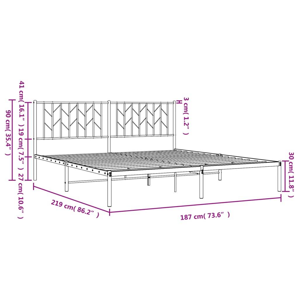 vidaXL Bettgestell mit Kopfteil Metall Weiß 183x213 cm