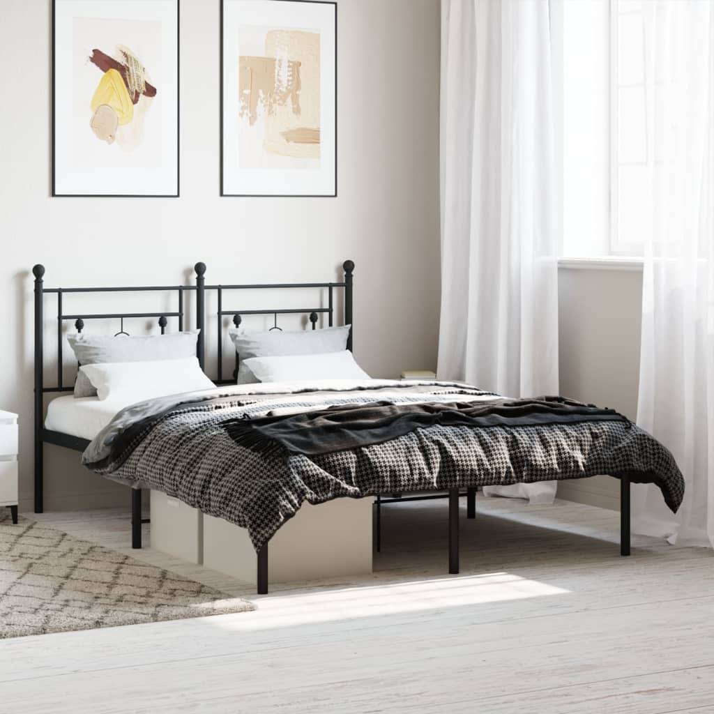 vidaXL Bettgestell mit Kopfteil Metall Schwarz 135x190 cm